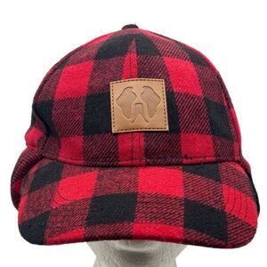 CCS Uncharted Supply Co Red Black Buffalo Plaid Hat Wool Blend Ear Flap Cap M/L